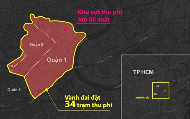Đề xuất xây 34 trạm thu phí ôtô vào trung tâm Sài Gòn