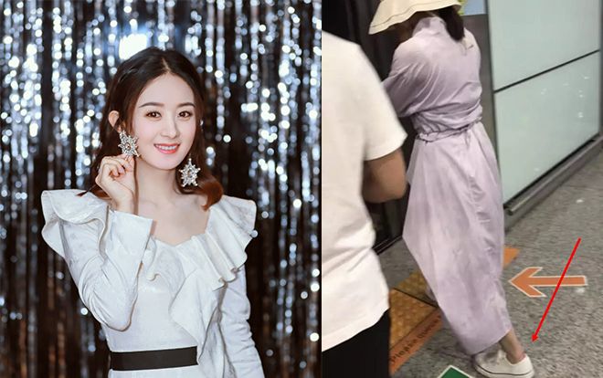 Triệu Lệ Dĩnh khiến fan xót xa vì chân bị trầy xước khi lẩn tránh sự săn đuổi của phóng viên