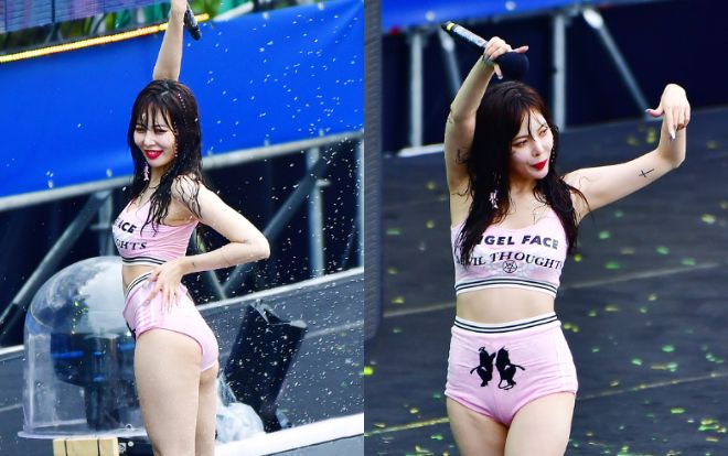 HuynA mất điểm với set đồ siêu ngắn lộ cặp đùi 'chảy nhão' trên sân khấu