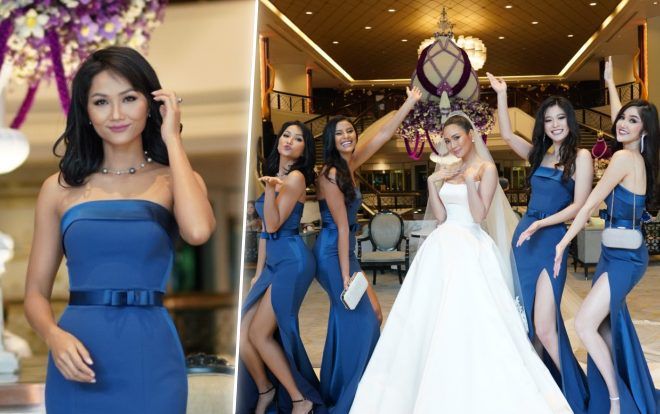 H'Hen Niê xinh đẹp nền nã cùng hội bạn Miss Universe 2018 làm phù dâu Hoa hậu Thái Ning Sophida