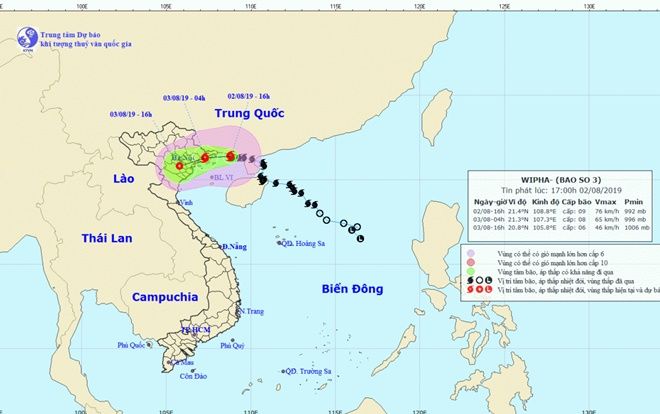 Bão số 3 đến gần Móng Cái, gió giật cấp 12