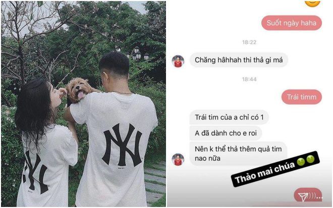 Bạn gái Hà Đức Chinh đăng tải đoạn tin nhắn cho thấy sự ngọt ngào của chàng cầu thủ