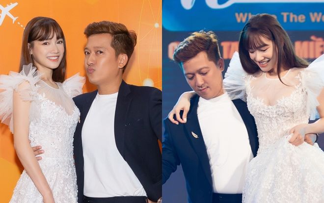 Hộ tống Nhã Phương dự sự kiện, Trường Giang ngọt ngào bế bổng vợ yêu giữa sân khấu