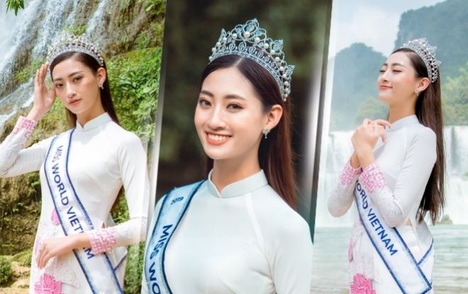 Hoa hậu Lương Thùy Linh xinh đẹp rạng ngời, mang tiên cảnh Cao Bằng đến với Miss World 2019