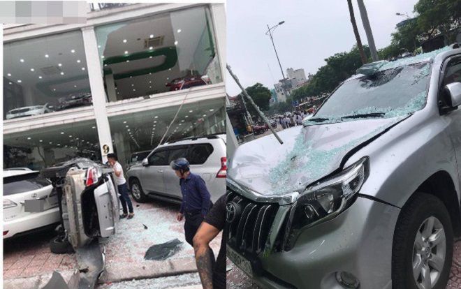 Nhân viên showroom đạp nhầm chân ga, ô tô lao từ tầng 2 xuống đất khiến 2 xe khác bị 'vạ lây'