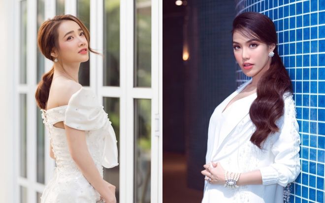 Diện tông trắng nhã nhặn, hai 'mẹ bỉm' Lan Khuê, Nhã Phương đều ghi dấu top đầu sao đẹp