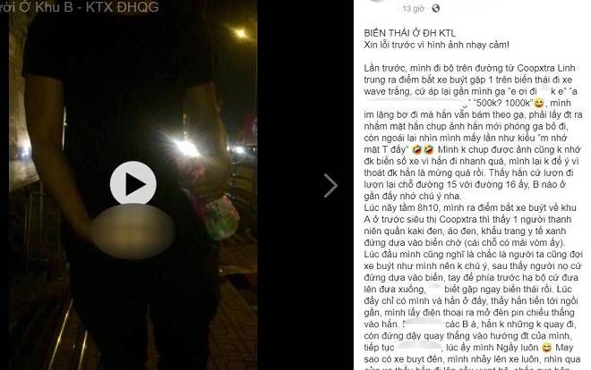 Đứng chờ xe buýt trở về ký túc xá, nữ sinh tá hỏa phát hiện kẻ 'biến thái' ngang nhiên khoe 'của quý' trước mặt