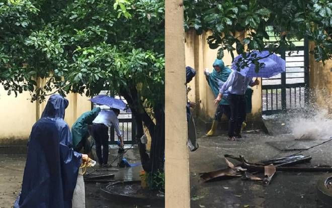 Đích thân 'đội mưa' sửa ống thoát nước giúp học sinh, thầy hiệu trưởng nhận cái kết khiến CĐM cười lăn
