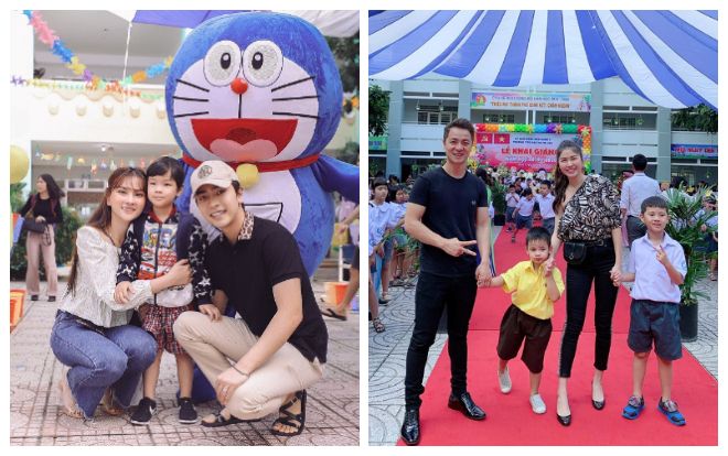 Sao Việt rộn ràng đưa con đến trường khai giảng ngày đầu năm học mới