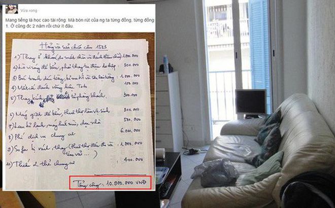 Tá hỏa với hóa đơn đền bù gần 11 triệu đồng khi trả phòng trọ, nữ sinh bức xúc tố chủ nhà đối xử quá 'phũ'