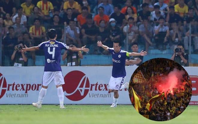 Hà Nội thắng đậm Nam Định trong ngày 'mưa' pháo sáng khiến nhiều người bị thương