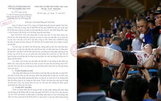Trước khi có vụ CĐV bị thương, VPF đã gửi hỏa tốc VFF 'tố'… CLB Hà Nội