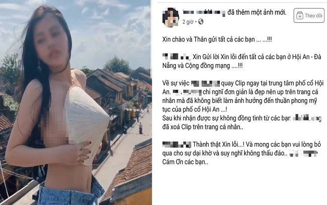 Hotgirl để ngực trần quay clip phản cảm và chủ quán cà phê ở phố cổ Hội An lên tiếng xin lỗi