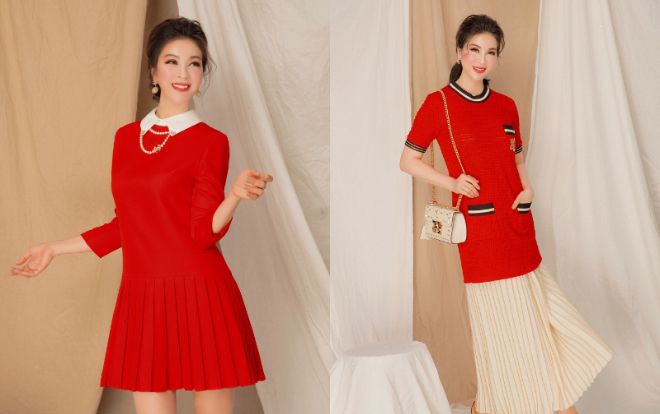 MC Thanh Mai gợi ý phối đồ với trang phục tông đỏ - đen khi mùa tiệc tùng gần kề