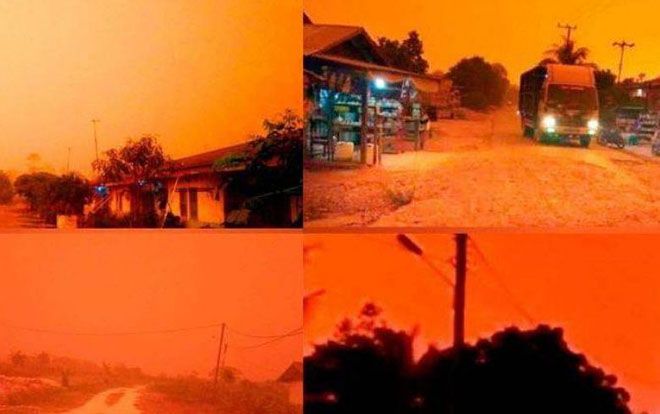 Bí ẩn đằng sau bầu trời đỏ rực như máu ở Indonesia