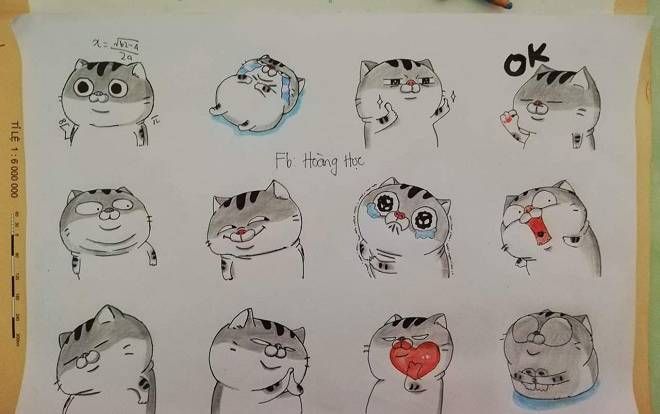 Tranh thủ thời gian rảnh, nam sinh 'khoe' 10 hoa tay bằng bức ảnh vẽ sticker hình chú mèo cực 'hot' mạng xã hội