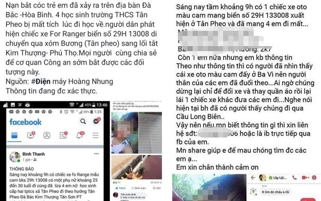 Sự thật thông tin 4 nữ sinh bị bắt cóc trên chiếc xe ô tô Ford Ranger ở Hoà Bình