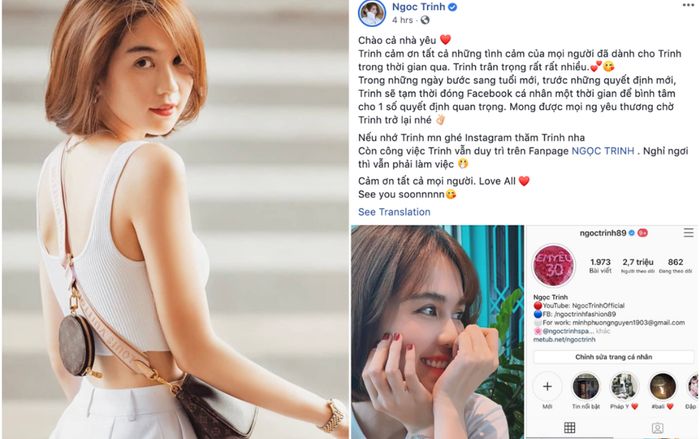 Ngọc Trinh bất ngờ thông báo khoá Facebook cá nhân, lý do cũng khiến ai bất ngờ