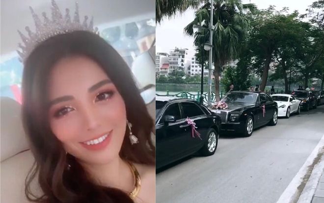 Rich kid Claret Giang Lê xinh tựa 'công chúa' trong lễ cưới bên dàn siêu xe 'khủng' Rolls-Royce