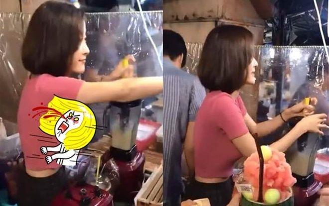 Dân mạng sốt xình xịch trước cô nàng xinh xắn, thân hình gợi cảm bán nước trái cây