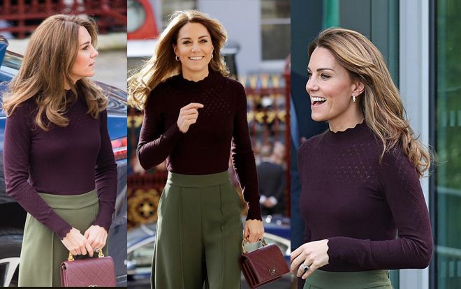 Chỉ một chiếc áo thun đỏ Burgundy, công nương Kate đã chinh phục hàng triệu ánh nhìn khắp thế giới