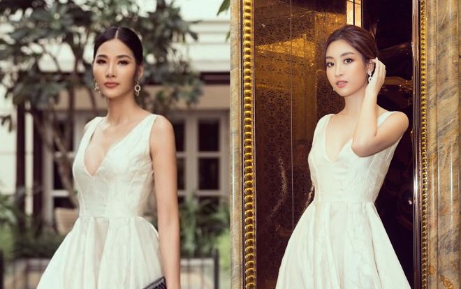 Đụng váy khoét cổ sâu: Đỗ Mỹ Linh đẹp tinh khôi, Hoàng Thùy khoe trọn vòng 1 'bom tấn'
