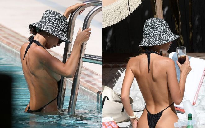 Mẫu nội y Emily Ratajkowski cởi áo khoe toàn bộ vòng 1 bên bể bơi khiến cánh mày râu 'trụy tim'