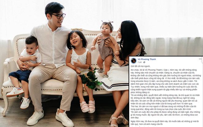 Đang viên mãn hạnh phúc, nhà văn Gào bất ngờ thông báo đã ly dị với chồng