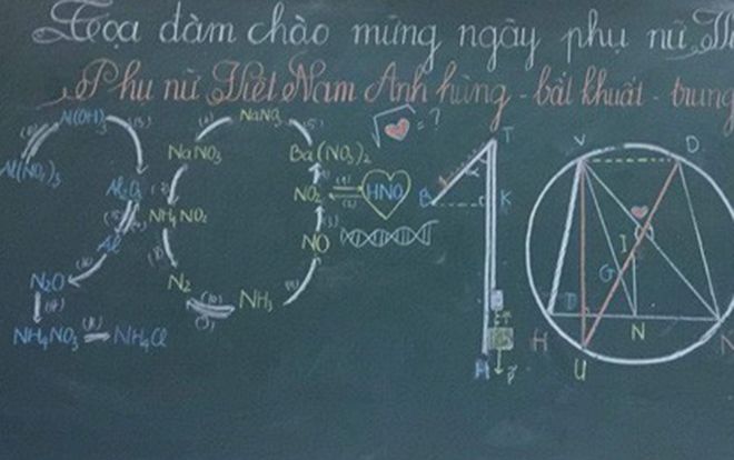 Lớp học thiết kế background chào mừng ngày 20/10 theo concept 'hack não', chỉ có dân chuyên Tự nhiên mới 'mặn' như vậy!