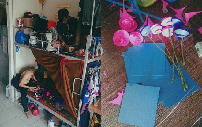 Hai nam sinh Bách Khoa cặm cụi xếp hoa tặng người yêu nhân dịp 20/10, dân mạng được phen rần rần 'gato'