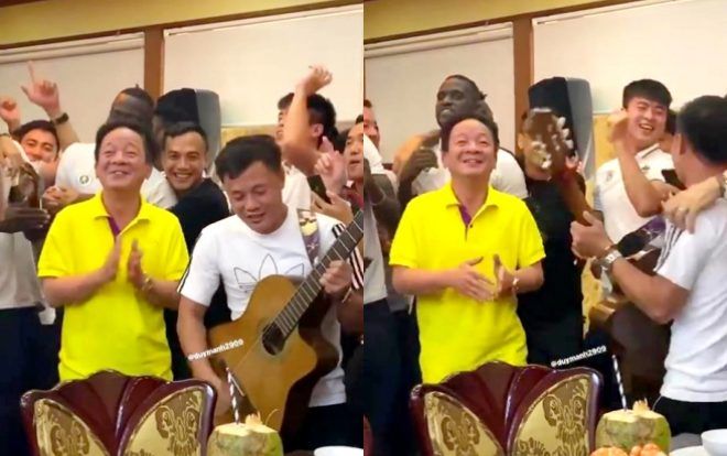 Clip Duy Mạnh hát, bầu Hiển và Quang Hải nhảy cực sung