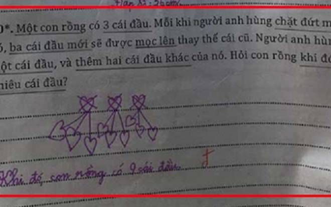Bài toán với đề bài 'chặt đầu rồng' dành cho học sinh lớp 2 khiến giới phụ huynh hoang mang