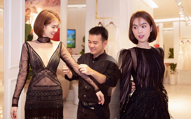 Ngọc Trinh mặc váy mỏng tang khoe dáng nuột nà, được NTK chăm sóc từng cen-ti-met trong phòng thử đồ