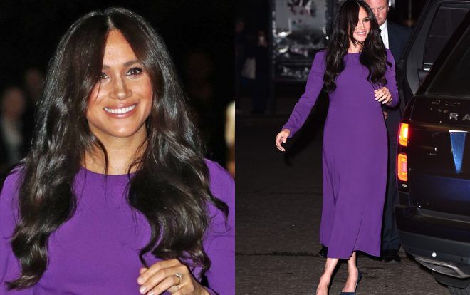 Không hổ danh sức mạnh hoàng gia, chiếc váy tím ‘già chát’ Meghan Markle mặc đã sold out trong một nốt nhạc