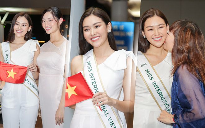 Tường San đẹp rạng rỡ, được bố mẹ và Lương Thùy Linh tiễn đi thi Miss Int' 2019 với 100 ký hành lý
