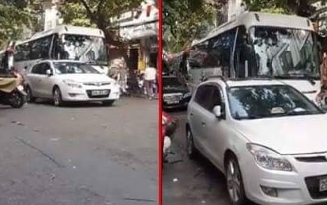 Đỗ xe ngay ngã ba phố Tạ Hiện gây ùn tắc, trung uý công an bị phạt 1 triệu đồng