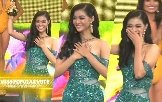 HOT: Kiều Loan thắng giải Vote vào thẳng Top 10, MC gọi mãi không ra nhận giải vì bận thay váy!