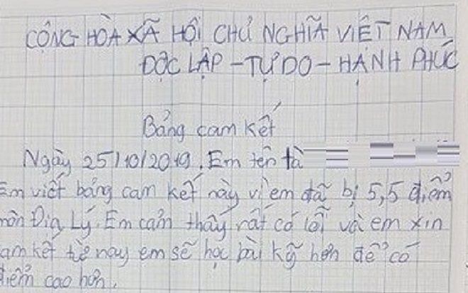 Học sinh lớp 6 phải xin lỗi và cam kết tiến bộ hơn vì điểm kiểm tra thấp khiến nhiều phụ huynh bức xúc