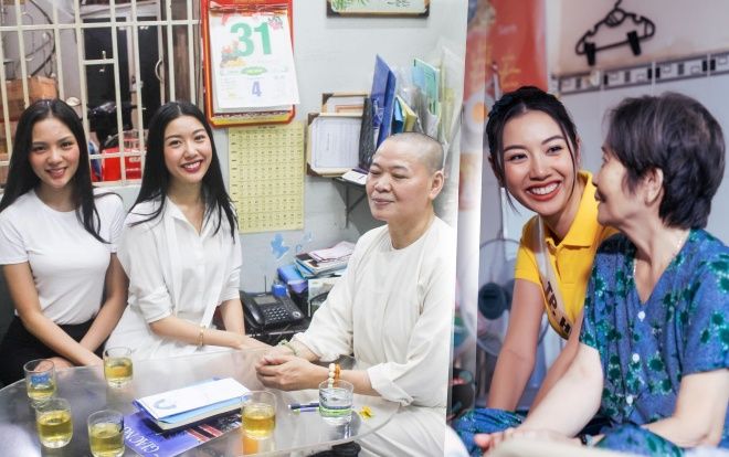 Team Thúy Vân quay lại chùa Lâm Quang tặng quà các cụ già cao tuổi sau dự án 'Nhà của ngoại'