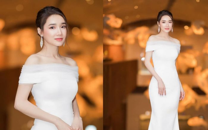 Nhã Phương thanh tao hết mức cùng váy ôm sát, một bước lên top đầu bảng xếp hạng sao đẹp