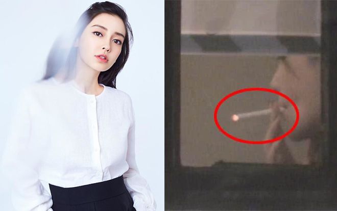 Tấm gương Vương Nguyên ở trước mắt, Angelababy vẫn thản nhiên vi phạm hút thuốc trong phòng kín