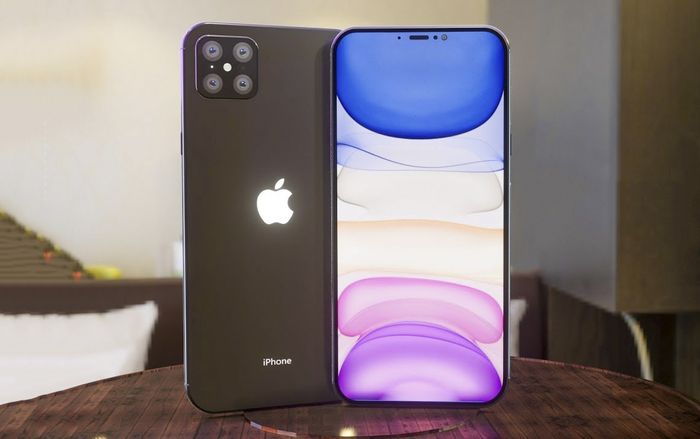 iPhone 12 đẹp xuất sắc với thiết kế siêu tràn viền, logo phát sáng