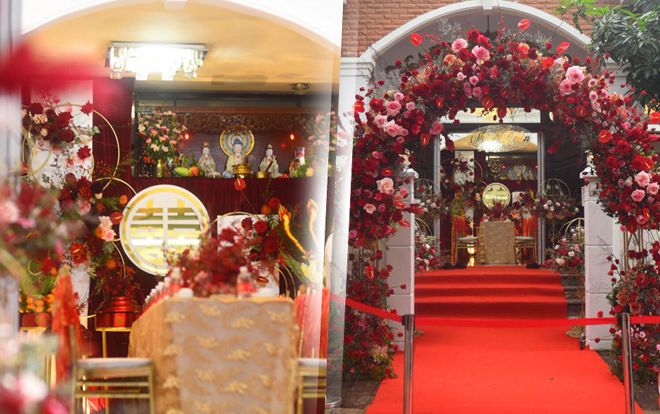 Sắc đỏ ngập tràn tư gia Ông Cao Thắng trước giờ G rước cô dâu Đông Nhi về nhà