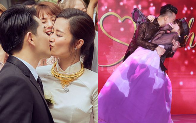 Khoảnh khắc sao Việt hôn nhau đắm đuối trong đám cưới khiến fan thổn thức