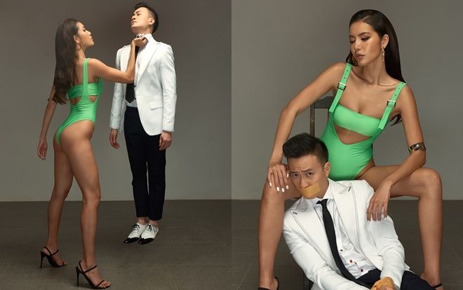 Đạo diễn Lương Mạnh Hải bị Minh Tú 'hành sấp mặt' trong bộ hình mới của 'Hoa hậu giang hồ'