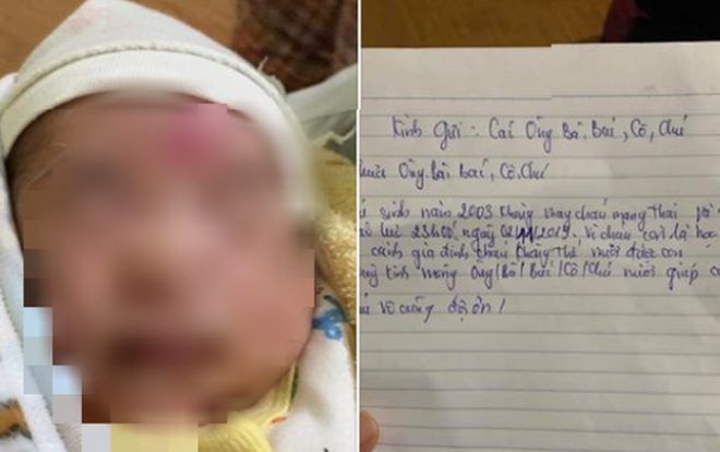 Bé trai sơ sinh 10 ngày tuổi bị bỏ rơi kèm bức thư: ‘Cháu còn là học sinh, hoàn cảnh gia đình không thể nuôi được con’