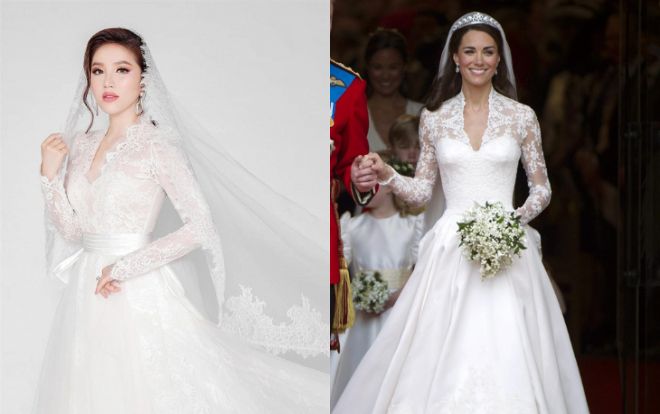 Bất ngờ khi váy cưới của Bảo Thy tinh tế giống của Công nương Anh Kate Middleton
