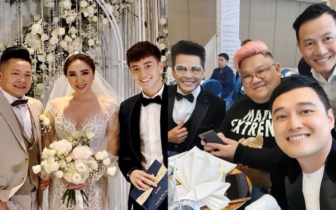 Ngô Kiến Huy, Quang Vinh, Mia và NSƯT Thanh Bạch rạng rỡ đến dự đám cưới Bảo Thy