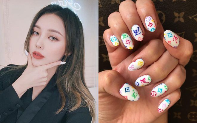 Chất phát ngất trend vẽ nail lấy cảm hứng từ logo các nhà mốt xa xỉ Gucci, Chanel, LV