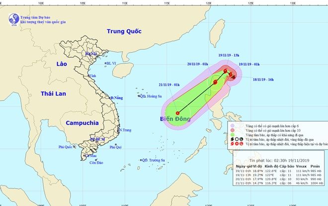 Bão Kalmaegi tiến vào Biển Đông, gây gió mạnh cấp 11
